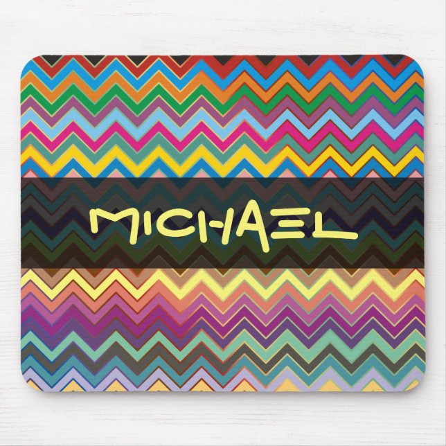 ZIGZAG pattern - coloured + your text Mouse Pad (Front)