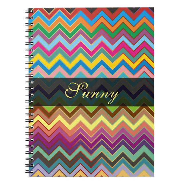 ZIGZAG pattern - coloured + your text Notebook (Front)