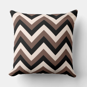 Zigzag Pattern Cream Black Brown Cushion