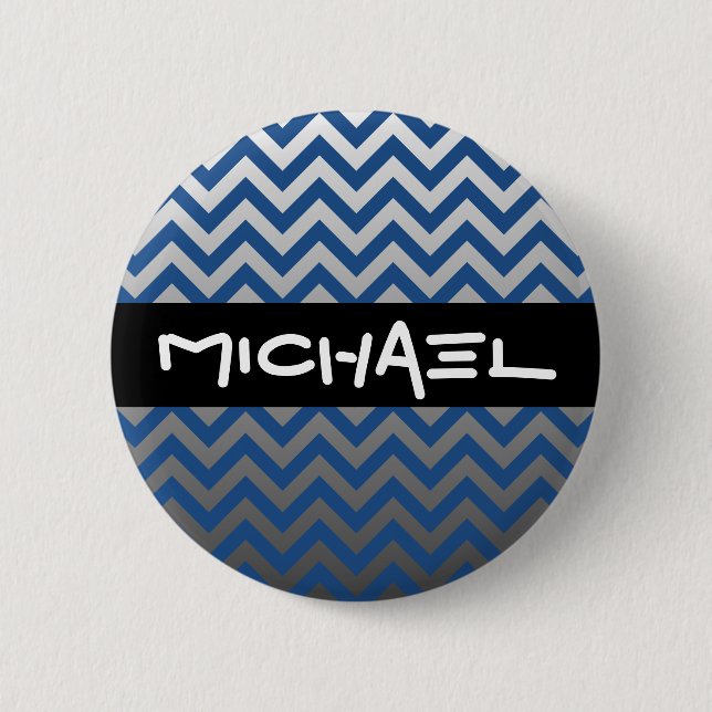 ZIGZAG pattern - grey gradients + your backgr. 6 Cm Round Badge (Front)