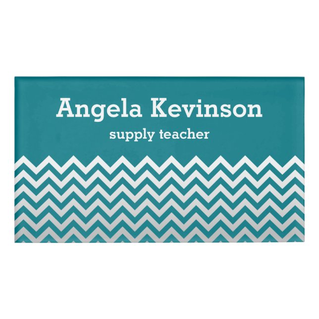 ZIGZAG pattern - grey gradients + your backgr. Name Tag (Front)