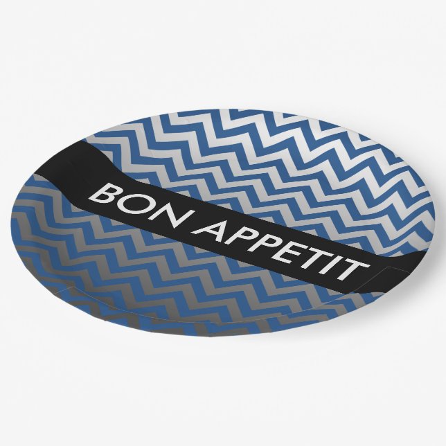 ZIGZAG pattern - grey gradients + your backgr. Paper Plate (Angled)