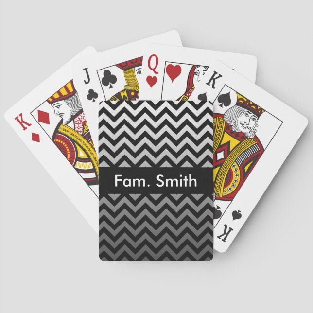 ZIGZAG pattern - grey gradients + your backgr. Playing Cards (Back)