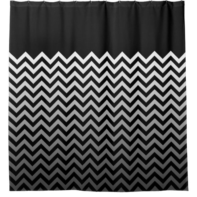 ZIGZAG pattern - grey gradients + your backgr. Shower Curtain (Front)