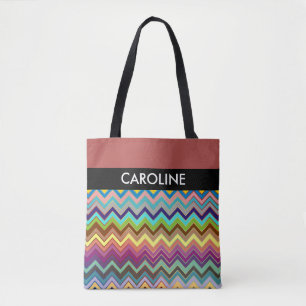 ZIGZAG pattern - multi coloured + your backgr. Tote Bag