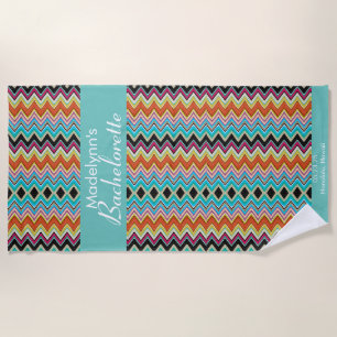 Zigzag Pattern Wedding Party Favour Personalised   Beach Towel