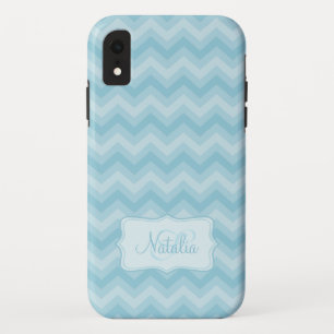 Zigzag patterned blue name initial iPhone XR case