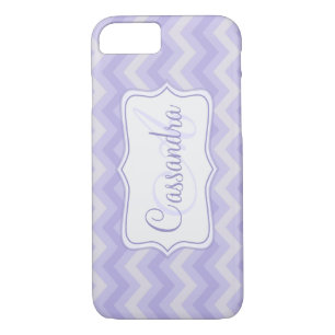 Zigzag patterned purple name initial iphone case