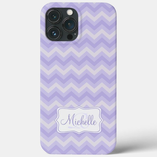 Zigzag patterned purple name initial iphone case (Back)