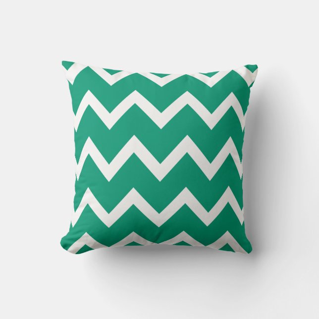 Zigzag Pillow with Emerald Green Chevron (Front)