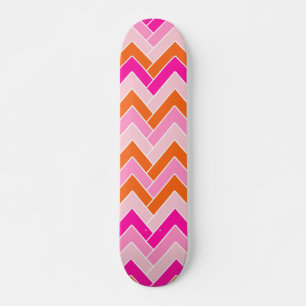 Zigzag Pink And Orange Chevron Skateboard