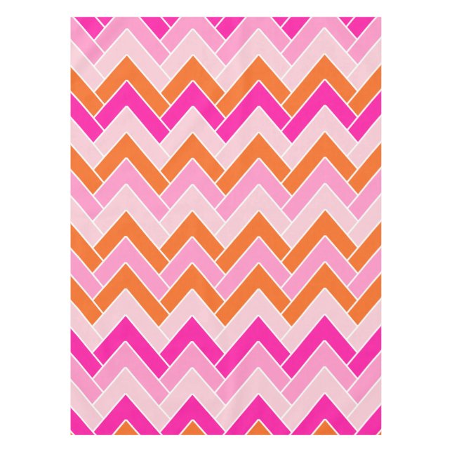 Zigzag Pink And Orange Chevron Tablecloth (Front)