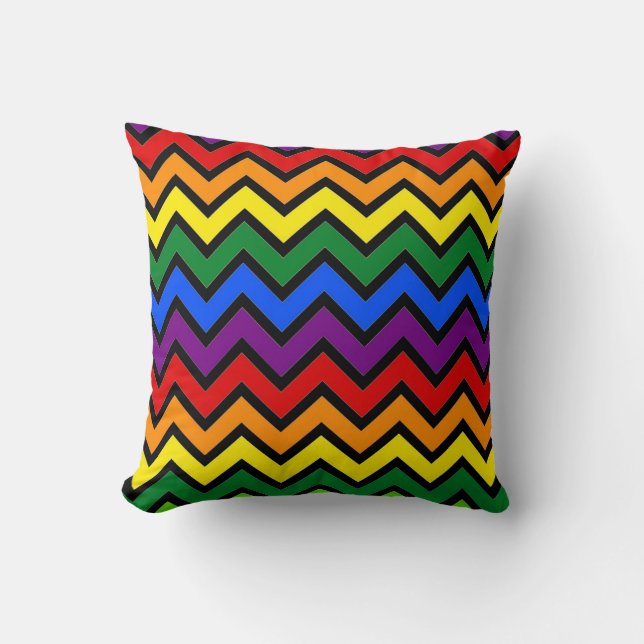 Zigzag Rainbow Throw Cushion (Front)