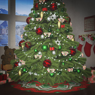 ZigZag Red and Green Brushed Polyester Tree Skirt