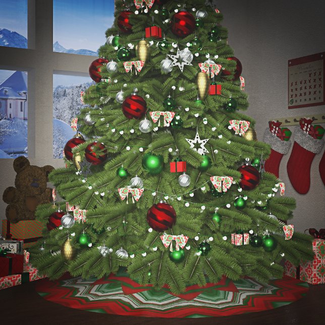 ZigZag Red and Green Brushed Polyester Tree Skirt (Creator Uploaded)