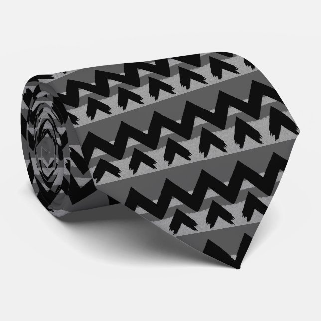 Zigzag Stripe Pattern Tie (Rolled)
