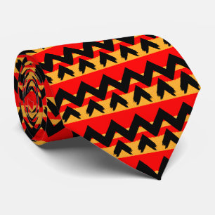 Zigzag Stripe Red Black Gold Pattern Tie