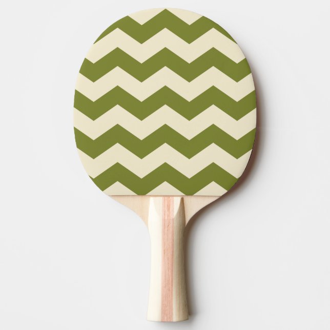 Zigzag Stripe Willow Green Colour Ping Pong Paddle (Front)