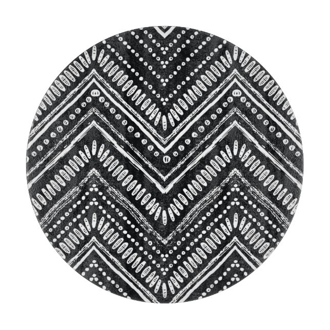 Zigzag Stripes: Hand Drawn Ethnic Cutting Board (Front)