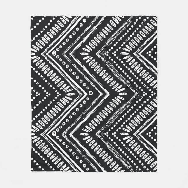 Zigzag Stripes: Hand Drawn Ethnic Fleece Blanket (Front)