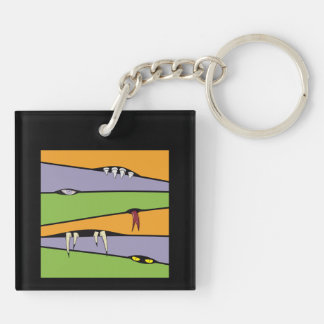 Zigzag Stripes in Halloween Theme Key Ring