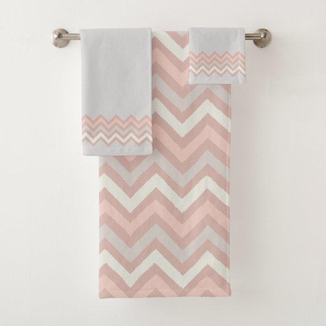 Zigzag Stripes Ins Watercolor  Bath Towel Set (Insitu)