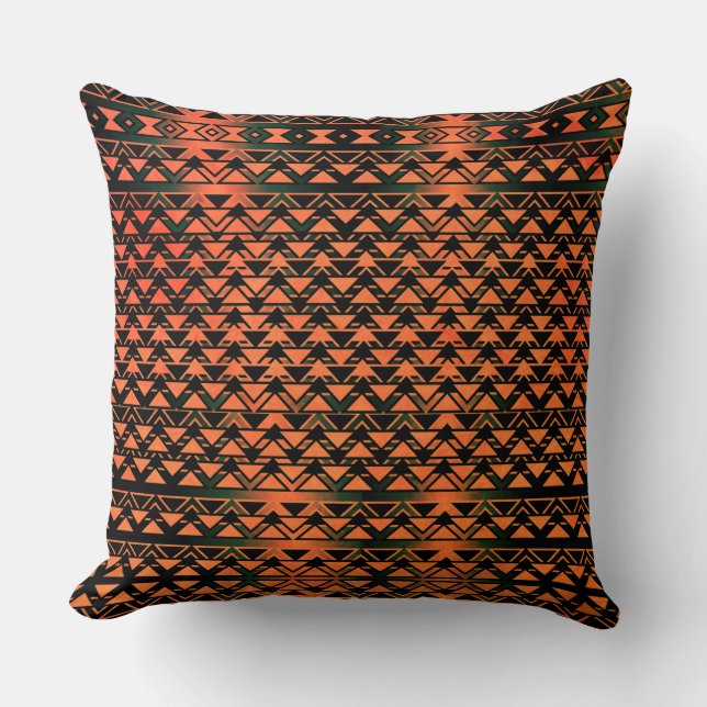 ZigZag triangles on gradient sepia, orange salmon Cushion (Front)