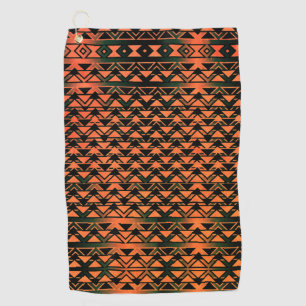 ZigZag triangles on gradient sepia, orange salmon  Golf Towel