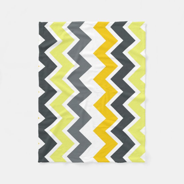 ZIGZAG - YELLOW AND GREY FLEECE BLANKET (Front)