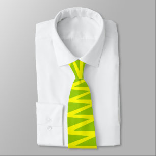 Zigzag - Yellow on Green 99CC00 Tie