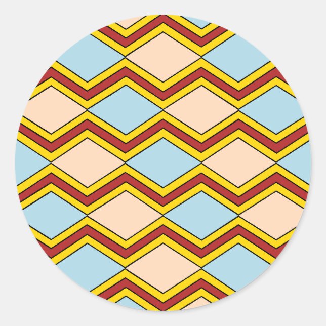 Zigzags and Diamonds Abstract Art Classic Round Sticker (Front)