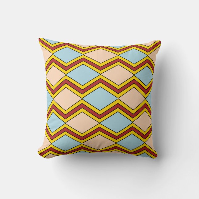 Zigzags and Diamonds Abstract Art Cushion (Front)