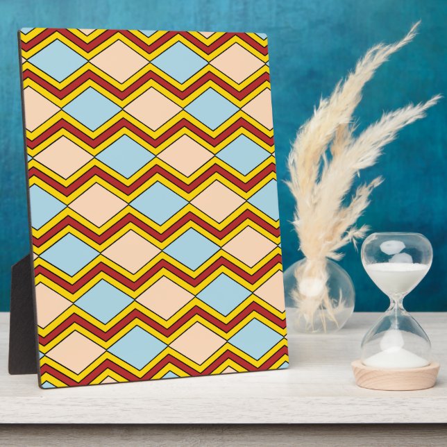 Zigzags and Diamonds Abstract Art Plaque (Side)