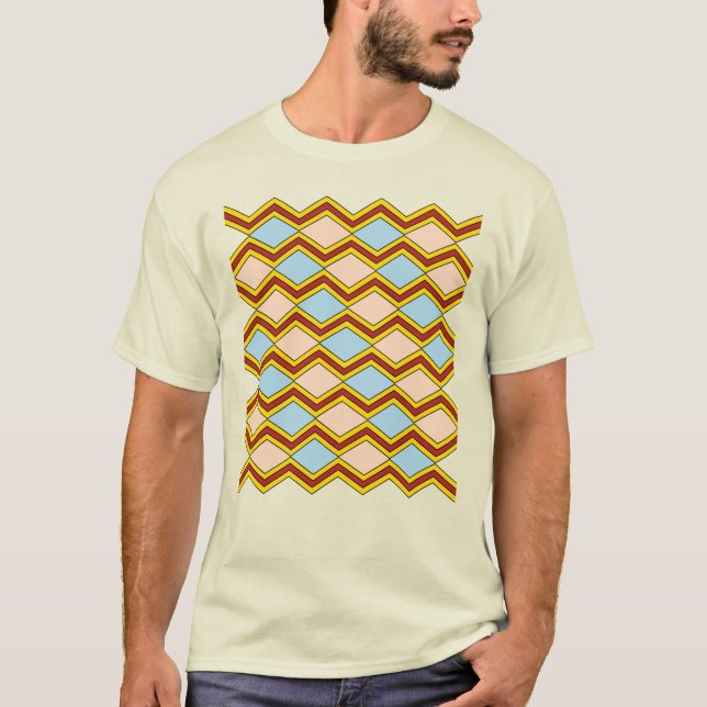 Zigzags and Diamonds Abstract Art T-Shirt (Front)