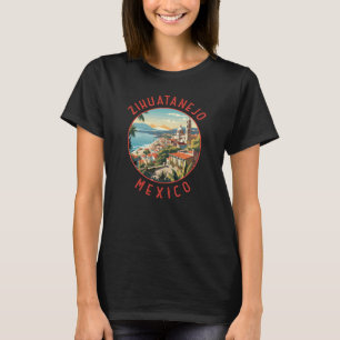 Zihuatanejo Mexico Retro Distressed Circle T-Shirt