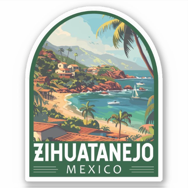 Zihuatanejo Mexico Travel Art Vintage (Front)