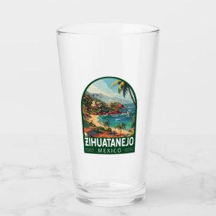 Zihuatanejo Mexico Travel Art Vintage Glass