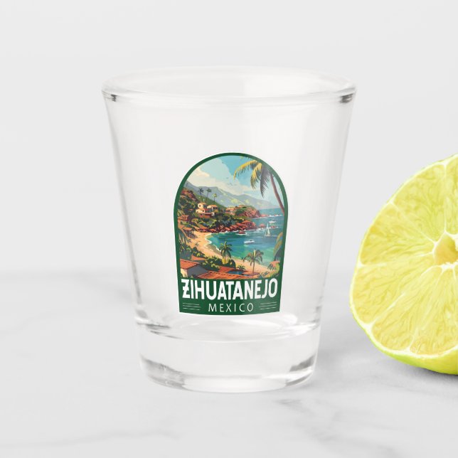 Zihuatanejo Mexico Travel Art Vintage Shot Glass (Front)