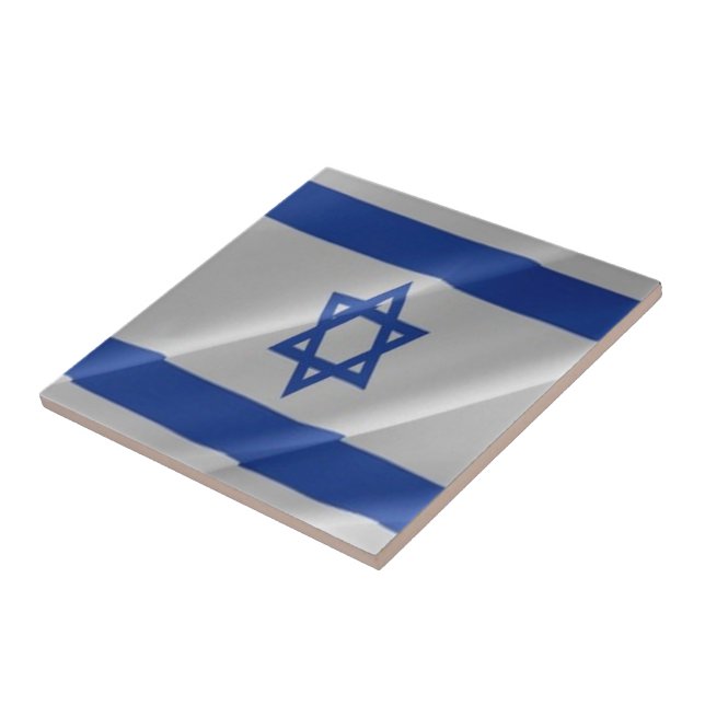 zIL002 Israel, waving FLAG Israel, Ceramic Tile (Side)