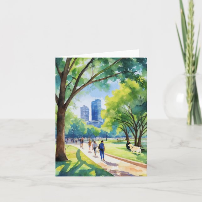 Zilker Park Austin Texas Watercolor Card (Front)