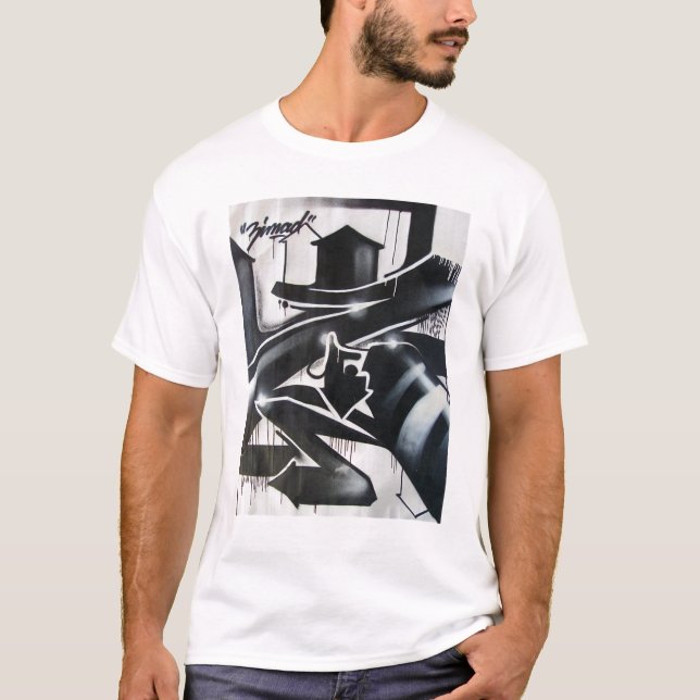 ZIMAD BLACK AND WHITE SPRAYPAINT GRAFFIT Z T-SHIRT (Front)
