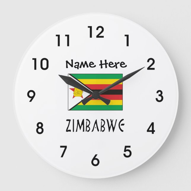 Zimbabwe and Zimbabwe Flag with Your Name Large Cl Clock (Front)