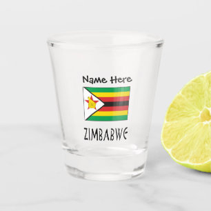 Zimbabwe and Zimbabwe Flag with Your Name Shot Gla Glass
