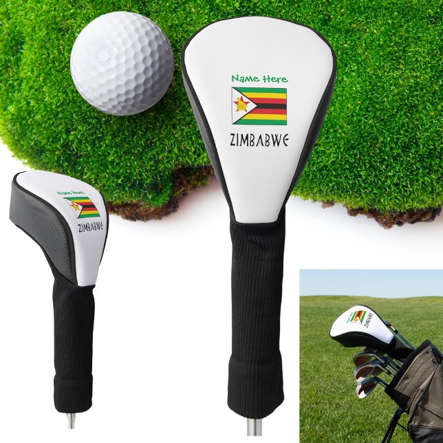 Zimbabwe and Zimbabwean Flag Green Personalisation Golf Head Cover (Creator Uploaded)