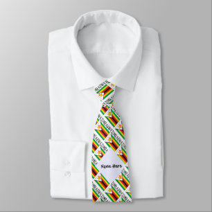 Zimbabwe and Zimbabwean Flag Tiled with Your Name  Tie