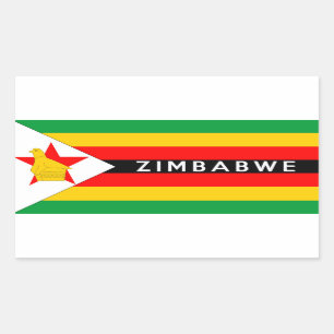zimbabwe country flag symbol name text rectangular sticker