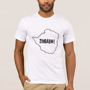 Zimbabwe Country Map Zimbo Land Border Line Shape T-Shirt