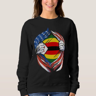 Zimbabwe Flag American Proud of My Zimbabwean Heri Sweatshirt