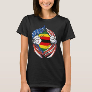 Zimbabwe Flag American Proud of My Zimbabwean Heri T-Shirt