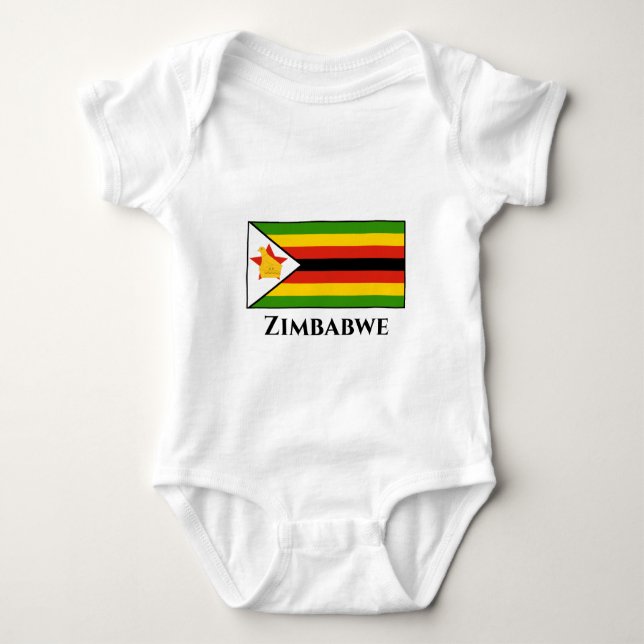 Zimbabwe Flag Baby Bodysuit (Front)